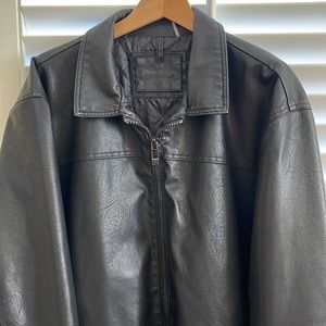 Calvin Klein Men Leather Jacket, Black, Size XXL